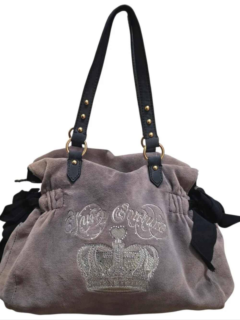 Juicy couture vintage embroidered brown faded bag with side bows